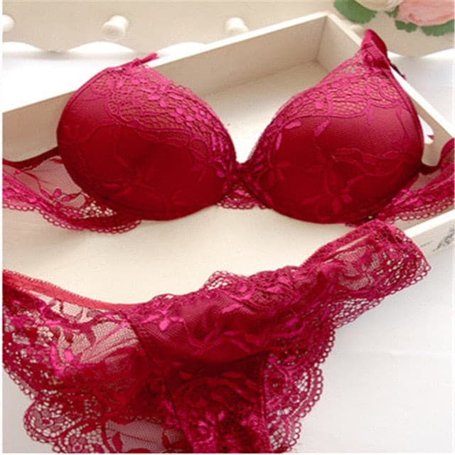 Sexy 3/4 Cup lace bra set women push up bra set sexy lace briefs lingerie underwear set 2 Nique's Creation