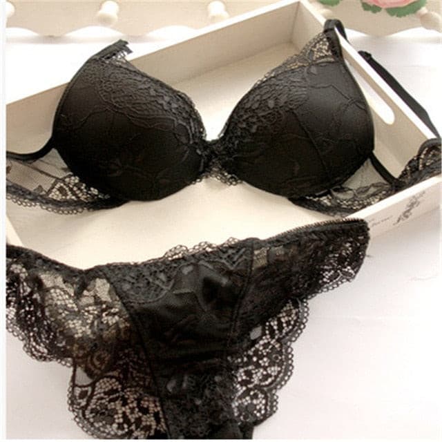 Sexy 3/4 Cup lace bra set women push up bra set sexy lace briefs lingerie underwear set 2 Nique's Creation