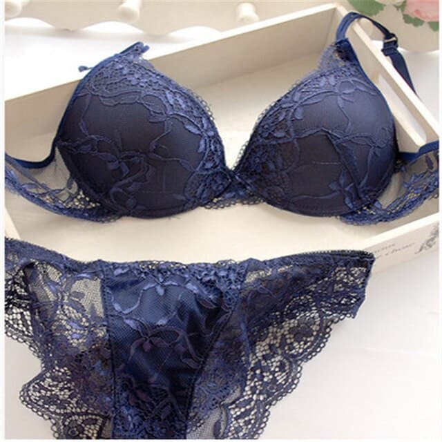 Sexy 3/4 Cup lace bra set women push up bra set sexy lace briefs lingerie underwear set 2 Nique's Creation