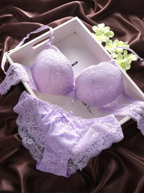 Sexy 3/4 Cup lace bra set women push up bra set sexy lace briefs lingerie underwear set 2 Nique's Creation