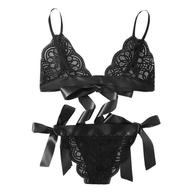 Women Bras Christmas Flirt Sexy Lingerie Female Underwear Suit Bow Lace Three Point Valentine's Day Clothes Sexy Set Exotic Set 2 Nique's Creation