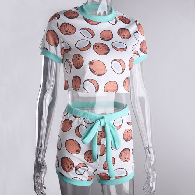 New Women Funny Sleepwear Casual Crop Top And Shorts Sets Female 2 Nique's Creation