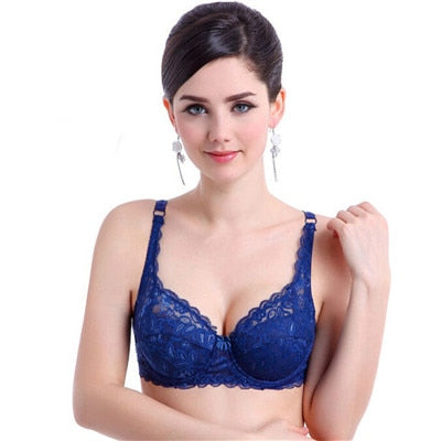 Women Bras Fashion Casual Sexy V-neck Solid Color Chest Pad Lace 2 Nique's Creation