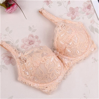 Women Bras Fashion Casual Sexy V-neck Solid Color Chest Pad Lace 2 Nique's Creation