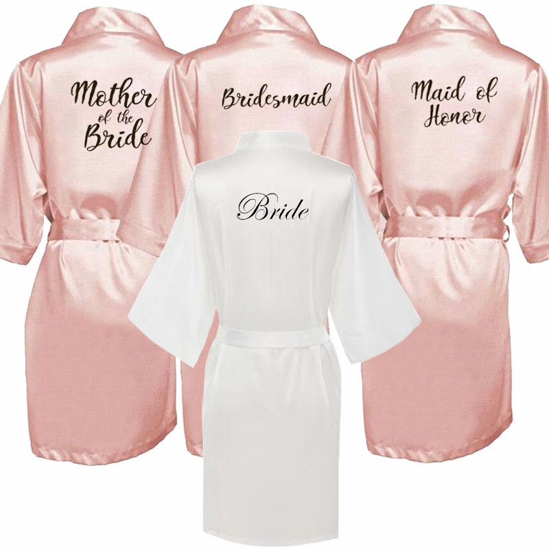 new bride bridesmaid robe with white black letters of the bride wedding bathrobe kimono 2 Nique's Creation