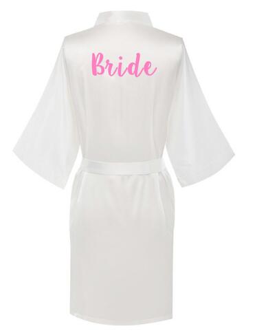 new bride bridesmaid robe with white black letters of the bride wedding bathrobe kimono 2 Nique's Creation