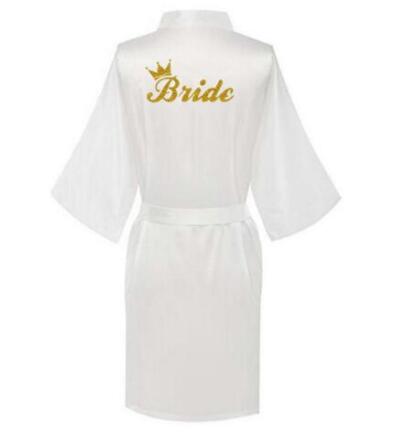 new bride bridesmaid robe with white black letters of the bride wedding bathrobe kimono 2 Nique's Creation