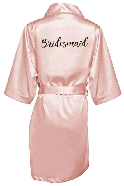 new bride bridesmaid robe with white black letters of the bride wedding bathrobe kimono 2 Nique's Creation