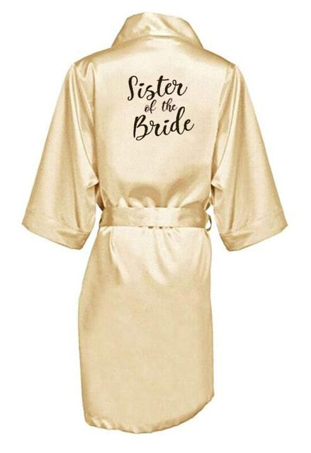 new bride bridesmaid robe with white black letters of the bride wedding bathrobe kimono 2 Nique's Creation