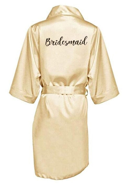 new bride bridesmaid robe with white black letters of the bride wedding bathrobe kimono 2 Nique's Creation