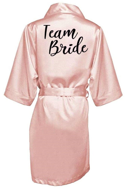 new bride bridesmaid robe with white black letters of the bride wedding bathrobe kimono 2 Nique's Creation