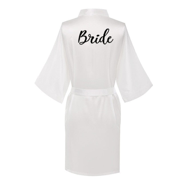 new bride bridesmaid robe with white black letters of the bride wedding bathrobe kimono 2 Nique's Creation