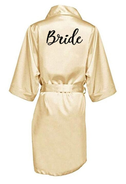 new bride bridesmaid robe with white black letters of the bride wedding bathrobe kimono 2 Nique's Creation