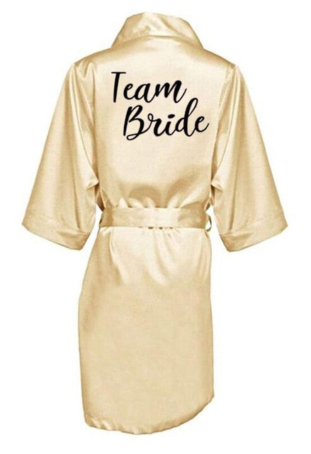 new bride bridesmaid robe with white black letters of the bride wedding bathrobe kimono 2 Nique's Creation