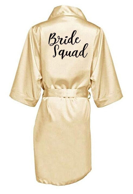 new bride bridesmaid robe with white black letters of the bride wedding bathrobe kimono 2 Nique's Creation