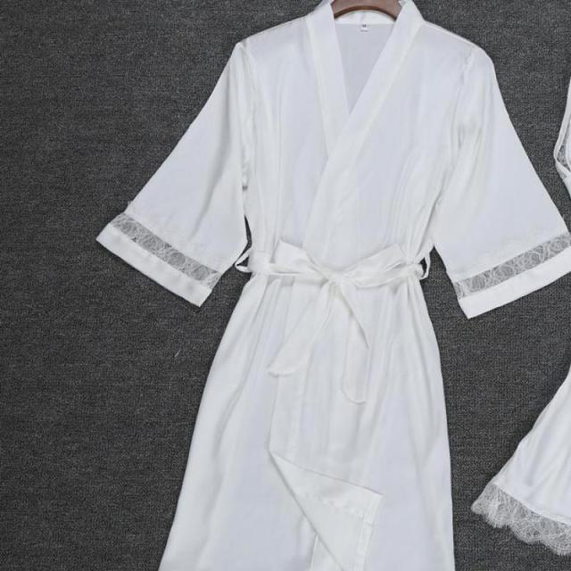 Sexy Women Rayon Kimono Bathrobe WHITE Bride Bridesmaid Wedding Robe 2 Nique's Creation