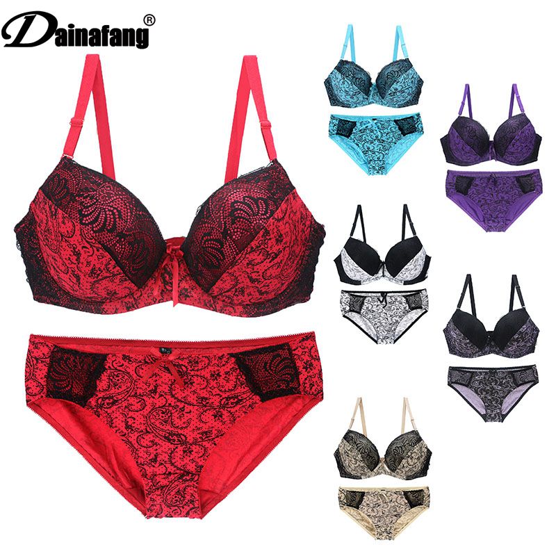 New Sexy Lace Shoulder Strap Bras Set Ladies Underwear Push Up Large Size Lingerie Plus 2 Nique's Creation