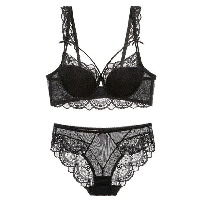 Hollow Brassiere Gather Sexy Bra Plus Size Lace Lingerie Set 2 Nique's Creation