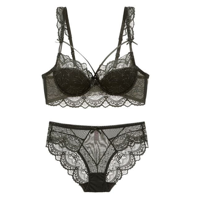 Hollow Brassiere Gather Sexy Bra Plus Size Lace Lingerie Set 2 Nique's Creation