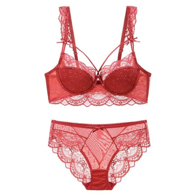 Hollow Brassiere Gather Sexy Bra Plus Size Lace Lingerie Set 2 Nique's Creation