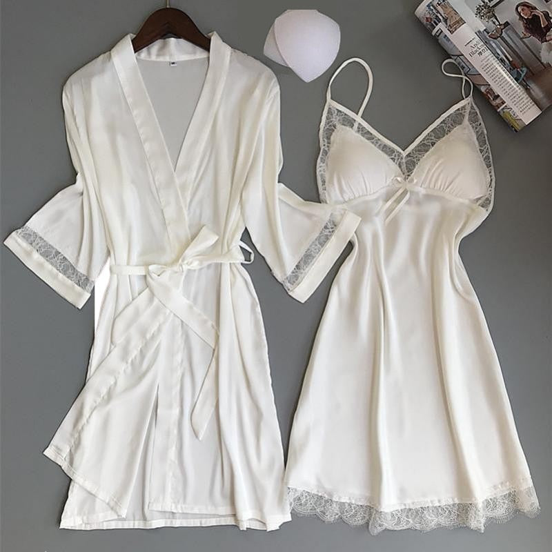 Sexy Women Rayon Kimono Bathrobe WHITE Bride Bridesmaid Wedding Robe 2 Nique's Creation