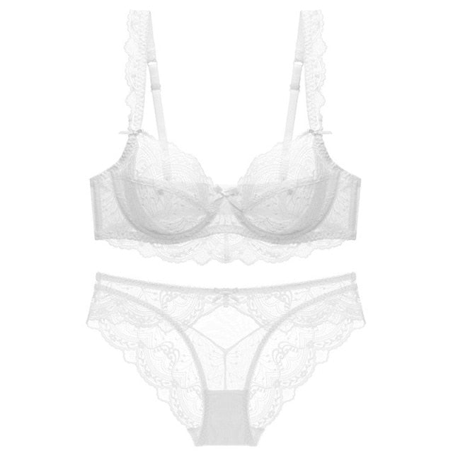 New Style ABCDE Cup Bra Sets Ultra-Thin Transparent Flower High Quality Push Up Underwear Suit Plus Size 2 Nique's Creation