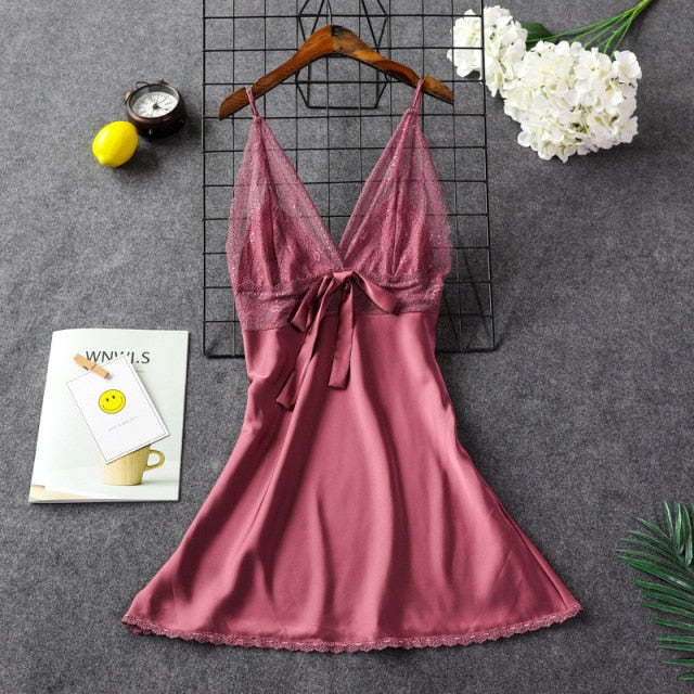 Women Sexy Silk Satin Night Gown Sleeveless 2 Nique's Creation