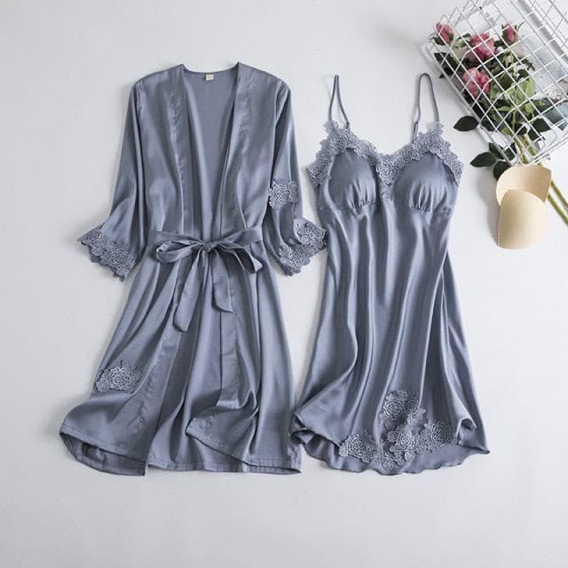 Women Silk Nightgown Robe Set 2 Nique's Creation